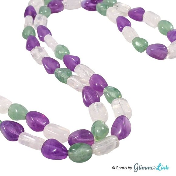 VTG 80s Avon Tourmaline Impressions Translucent Purple Green & Clear Necklace - Picture 6 of 8